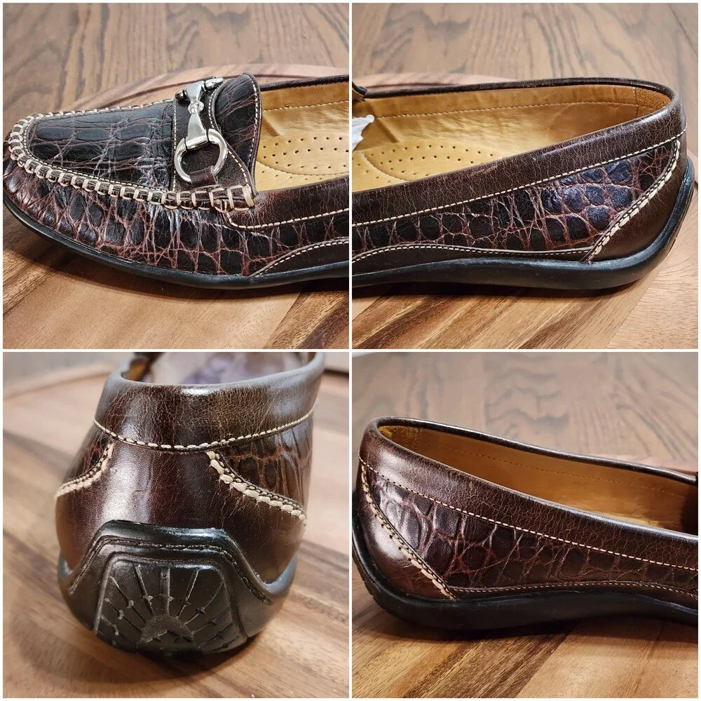 Martin Dingman Shoes Mens Size 8.5 M Brown Leather Bit Loafer Croc Driving Moc